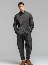 Men's linen stand-up collar suit